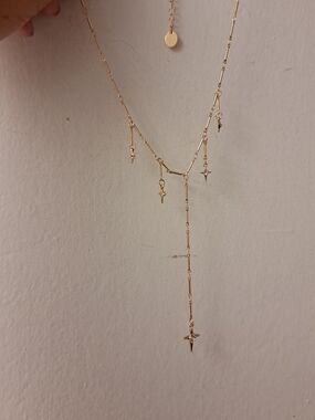 Gold Star Drop Lariat Necklace - Women Jewelry